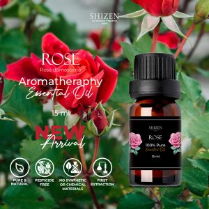 Shizen Essential Oil Rose Flower 15ml – 100% Pure untuk diffuser dan DIY aromatheraphy