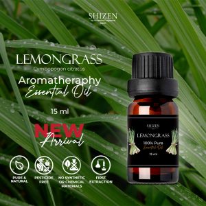 Shizen Essential Oil Lemongrass 15ml – 100% Pure untuk diffuser dan DIY aromatheraphy