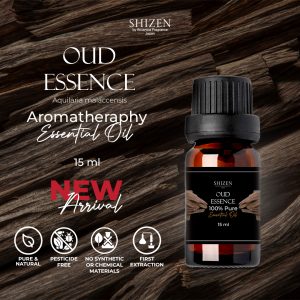 Shizen Essential Oil Oud Essence 15ml – 100% Pure untuk diffuser dan DIY aromatheraphy