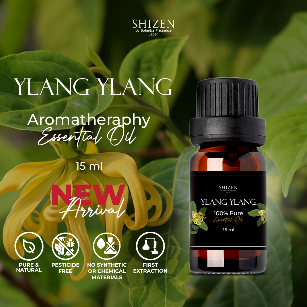 Shizen Essential Oil Ylang Ylang 15ml – 100% Pure untuk diffuser dan DIY aromatheraphy