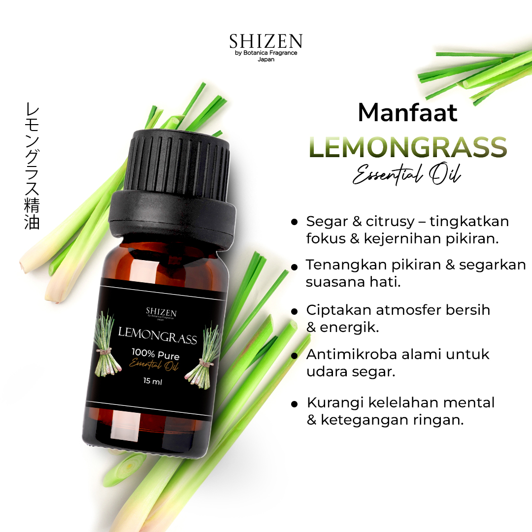 Shizen Essential Oil Lemongrass 15ml – 100% Pure untuk diffuser dan DIY aromatheraphy - Image 2