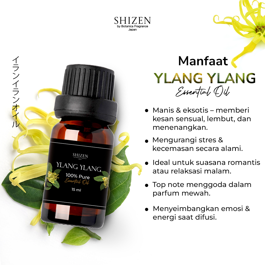 Shizen Essential Oil Ylang Ylang 15ml – 100% Pure untuk diffuser dan DIY aromatheraphy - Image 2