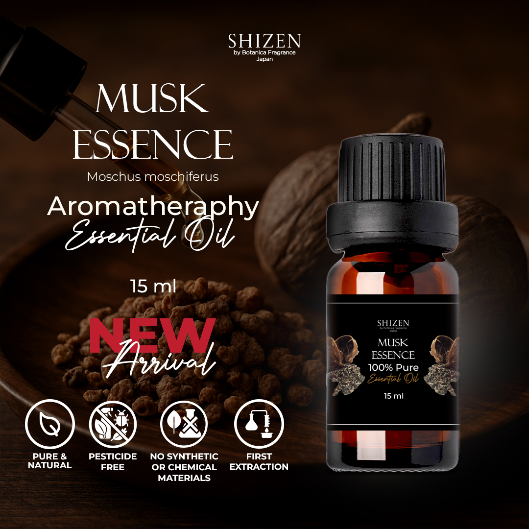 Shizen Essential Oil Musk Essence 15ml – 100% Pure untuk diffuser dan DIY aromatheraphy